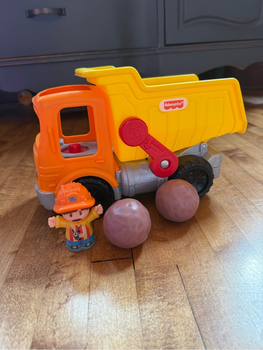 Fisher-Price Orange & Yellow Dump Truck with Construction Figure